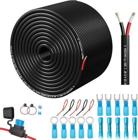 14 سلك قياس 2 موصل أساسي دوبلكس سلك كهربائي مزدوج من الدرجة البحرية كابل 14AWG سلك مجدول PVC معزول بجهد منخفض 12 فولت / نحاس معلب / مرن / سلك 14/2 لسيارات القوارب in Kuwait