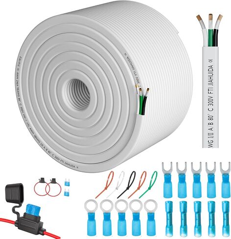 14 سلك قياس 2 موصل أساسي دوبلكس سلك كهربائي مزدوج من الدرجة البحرية كابل 14AWG سلك مجدول PVC معزول بجهد منخفض 12 فولت / نحاس معلب / مرن / سلك 14/2 لسيارات القوارب in Kuwait