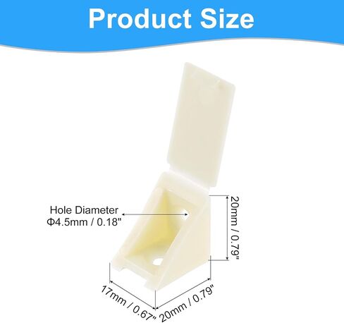 uxcell 12 Pcs 90 Degree Plastic Corner Braces, 20x17x20mm Shelf Right Angle Brackets with Screws for Cabinets Cupboards, Beige in Saudi Arabia