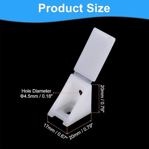 uxcell 12 Pcs 90 Degree Plastic Corner Braces, 20x17x20mm Shelf Right Angle Brackets with Screws for Cabinets Cupboards, Beige in Saudi Arabia