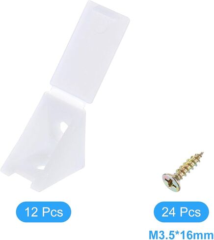 uxcell 12 Pcs 90 Degree Plastic Corner Braces, 20x17x20mm Shelf Right Angle Brackets with Screws for Cabinets Cupboards, Beige in Saudi Arabia