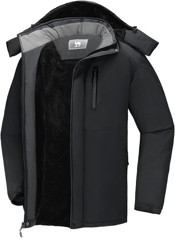 CAMEL CROWN Men's Winter Coats Waterproof Ski Jacket Snowboard Fleece Lining with Hood Parka Rain Jacket in Kuwait