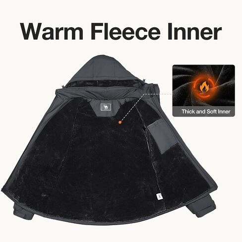 CAMEL CROWN Men's Winter Coats Waterproof Ski Jacket Snowboard Fleece Lining with Hood Parka Rain Jacket in Kuwait