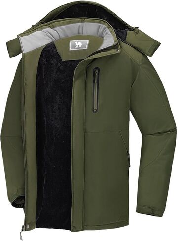 CAMEL CROWN Men's Winter Coats Waterproof Ski Jacket Snowboard Fleece Lining with Hood Parka Rain Jacket in Kuwait