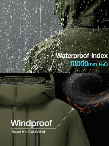 CAMEL CROWN Men's Winter Coats Waterproof Ski Jacket Snowboard Fleece Lining with Hood Parka Rain Jacket in Kuwait