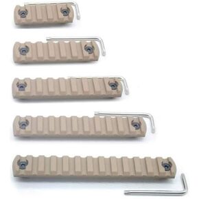 Trirock 5-Pack TAN/FDE MLK Picatinny Rail Sections kit fits MLK Rail Mount System - 5,7,9,11,13 Slots