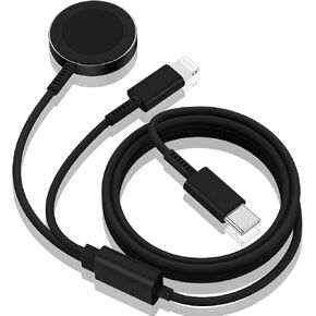 Upgraded Apple Watch Charger Cable USB C, [Apple MFi Certified] Magnetic iWatch Charging Cable 6ft, Type C 2-in-1 iWatch Charging Cord for Watch Series Ultra 9 8 7 6 5 4 3 SE & iPhone 14/13-Black