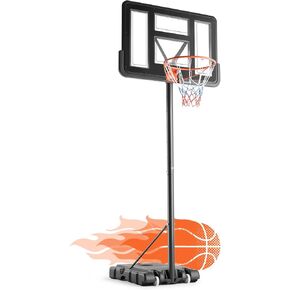 DUMOS 10FT Adjustable Height Portable Basketball Hoop Outdoor for Youth/Adult, 44 Inch Shatterproof Backboard w/Shock Absorbent Rim, Fillable Base, 2 Wheels for Swimming Pool/Indoor