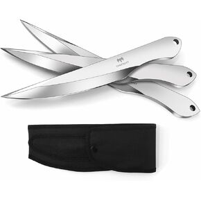 3-Pack Throwing Knives Set, 10.1" Full Tang Stainless Steel, 0.236" Thick, with Protective Nylon Sheaths – Ideal for Recreation & Competition, No Spin Throwing