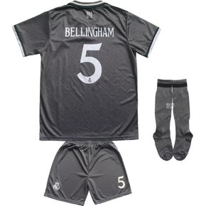 LeenBD Bellingham #5 Madrid Gray Alternative Third Edition Kids Soccer Jersey Shirts Football Futbol Socks Set Youth Sizes