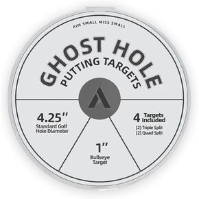 Putt Target Ghost Hole Training Aid for Putting and Chipping Practice. Official Size Flat Golf Cup Disc for Indoor or Outdoor Use. Perfect Golf Accessories Gift for All Golfers. 4 Pack