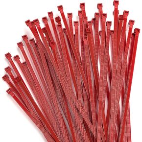 100 Pack Cable Zip Ties Red 0.14 x 8 inch, Self-Locking Cable Ties with 40 lbs Tensile Strength, UV and Temperature Resistant, Nylon-Durable Outdoor Wire Ties for Home, Fence, Green Plants