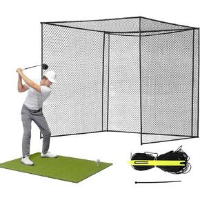 10ft×10ft×10ft Golf Net for Indoor or Outdoor, Golf Batting Cage Net, Sports Practice Barrier Net Only Net Frame NOT Included, with a Installation Tool and 2 Pack Cable Ties, Black