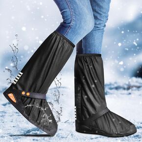 Desoto Premium Waterproof Rain Boot Shoe Cover with Zipper & Reflector, for Women & Men, Heavy Duty & Reusable