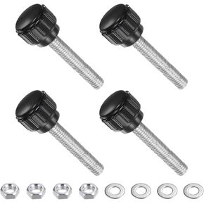 Knurled Thumb Screws, M5 Thread 25mm Thread Length, Plastic Clamping with Nuts Washers - (Applications: for Sawing Machines), 4-Set