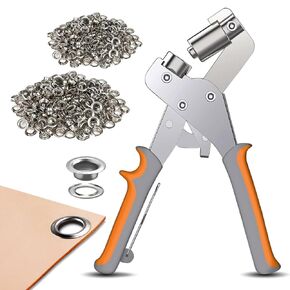 Grommet Tool Kit, 3/8 Inch Eyelet Punched a Hole(10mm) with Handheld Grommets Tool,Metal Grommets Hole Cutter Tool Come with 200PCS Eyelet Used for Banners, Tarpaulin, Garments, Bag