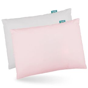 Toddler Pillow 2 Pack with Pillowcase (13 x 18), Cotton Kid Pillow for Sleeping, Machine Washable Soft Travel Pillow, Toddler Use Only, Age 2 to 5 (Gray&Pink)