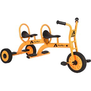 Kids Tricycles for Riders Ages 3+, Premium Outdoor Playground Daycare Yard Tricycle with Passenger Seat, Preschool Durable Metal Pedal Kids Tandem Bike, Sturdy Carbon Steel Frame, Solid Rubber Tires