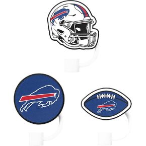FOCO Buffalo Bills NFL 3 Pack Primary Logo Straw Toppers