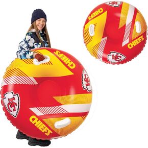 NFL Snow Tube, Heavy Duty Inflatable Sled for Tubing, Fun Winter Toys for Kids & Adults, Football Gifts for Boys - Kansas City Chiefs