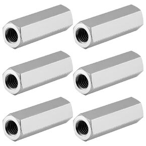 6 Packs M8 X 1.25 Pitch 40 mm Length Metric Hex Coupling Nut, Rod Coupling Nuts, Threaded Hex Coupling Nut, 304 Stainless Steel
