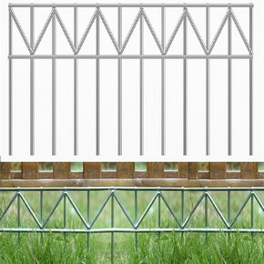 10 Pack 24" L x 15" H Animal Barrier Fence, Underground No Dig Fence Patented Product, 5.5mm Galvanized Stakes with 2 inch Spacing, Anti Digging for Dogs, Total 20Ft(L) X 15in(H) Silver