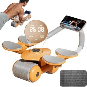 Ab Roller Wheel with Elbow Support, Adjustable in 3 Sizes Automatic Rebound Abdominal Wheel, Bearing Capacity of 330LB Ab Roller with Elbow Support, Ab Roller Wheel Pre-Assembled 95%