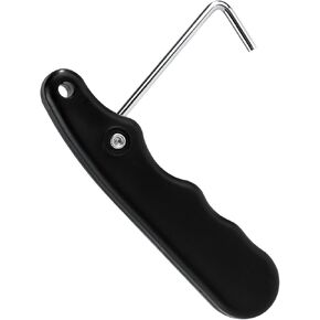 Hockey Skate Tightener, Foldable Shoe Lace Puller Anti-Slip Stainless Steel Ice Skates Lace Hook Portable Shoe Lace Tightening Tool for Lacing Up Ice Skates Boots(Black)