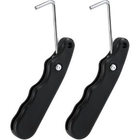 Hockey Skate Tightener, Foldable Shoe Lace Puller Anti-Slip Stainless Steel Ice Skates Lace Hook Portable Shoe Lace Tightening Tool for Lacing Up Ice Skates Boots(Black)