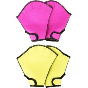 2 Pairs Swimming Gloves Aquatic Swim Training Gloves Aquatic Fitness Water Resistance Webbed Gloves for Men Women Water Aerobics