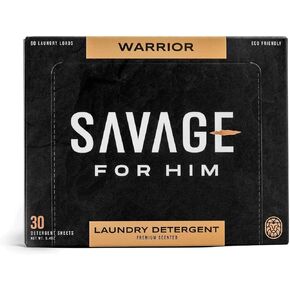 Laundry Detergent Sheets for Men - Premium Scented Laundry Sheets - Warrior Scent - No Plastic Jug - Compact & Travel-Friendly - 30 Sheets (60 Loads)