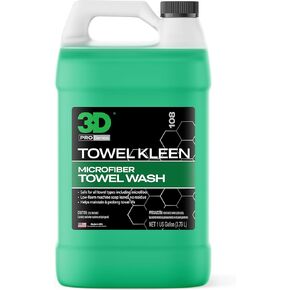 3D Towel Kleen Concentrated Microfiber Towel Detergent - Deep Cleans, Restores & Maintains Car Wash Towel Life - Low Foam, No Residue Premium Laundry Soap 1 Gallon