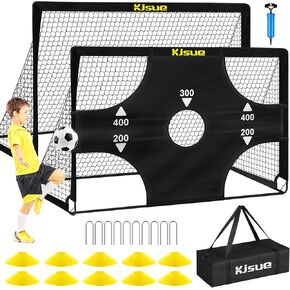 Kids Soccer Goals for Backyard Set, 2 of 6x4 ft Portable Pop Up Soccer Goal Training Equipment, Soccer Net with Target, Soccer Ball, Cones, Soccer Set for Kids Youth Toddler Sports Outdoor Games