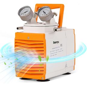 Huanyu Oilless Diaphragm Vacuum Pump 30L/min Lab Vacuum Pump Chemical Resistant No Oil Vacuum Pump Laboratory Vacuum Filtration Extraction Distillation 110V (Anticorrosive, Single Pump, GM-0.5A)
