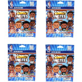 Party Animal - 4 Pack Bundle - Squeezymates NBA Basketball Series 5 Mystery Blind Pack Bag Figure Slofoam Keychain