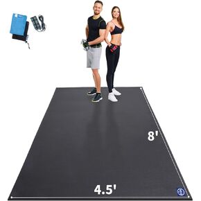 MRO Extra Large Exercise Mat For Home Gym, 8'x4.5'/7'x4.5'/6'x4.5'(7mm) Workout Mats for Gym Flooring, Non-Slip, Extra Thick Durable Cardio Mat, Ideal for Plyo, Weights, MMA, Jump Rope -Shoe Friendly