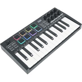 Rockville M25 25 Key USB Wireless MIDI Keyboard Controller, Bluetooth, 8 Pads and Knobs, Joystick, Arpeggiator, Compact, Perfect for Music Production