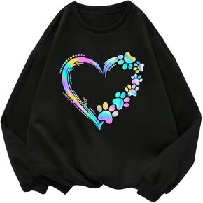 Floerns Girl's Heart Print Crew Neck Long Sleeve Sweatshirts Thermal Lined Pullovers