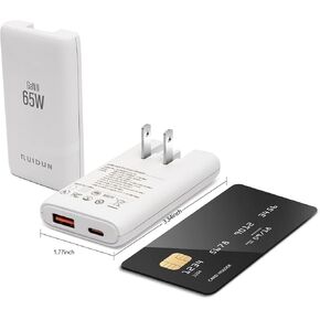 65W GaN USB C Charger, Dual-Port Fast Wall Charger with PD 3.0 & QC 4.0, Foldable Plug Compact Power Adapter for MacBook Pro/Air, iPhone 16, iPad Pro, Samsung Galaxy S24, Steam Deck & More