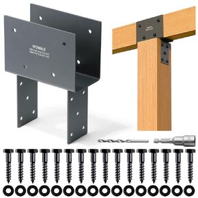 4pc 6x6 (Actual Post/5.5"x5.5" Beams/3.5"x5.5") Post Cap Tie Bracket, Stainless Steel Wood Beam Support Bracket, for Gazebos, Patio Decks, and Porches Wood Post to Beam Support (Dark Ggray)