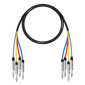 Phenyx Pro 4-Channel TRS Cable, 3 Ft Snake Cord, TRS Patch Wire, Balanced 1/4-Inch Cable, Color-Coded, 4-in-1 Design, 1/4" Audio Cord w/24 AWG OFC Copper (PCBL-QR4IN1-3)
