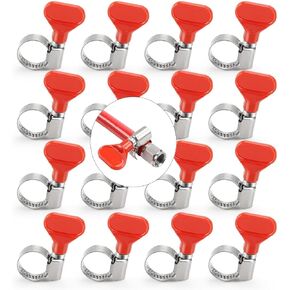 Beer Line Clamp 16pcs Beer Brewing Keg Hose Clamp 10-16mm Stainless Steel Hose Worm Gear Clamp Adjustable D Coupler Hose Clamp CO2 Regulator Key Type Beer Line Hose Clamp for Brewing Dispensing