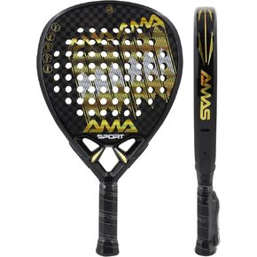 AMA SPORT Padel Racket Carbon Fiber Surface with EVA Memory Flex Foam Core Padel Tennis Racket Lightweight Paddle Tennis Racquets Pala Padel