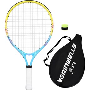 17"-23" Kids Tennis Racket for Aged 2-9, Lightweight and Durable, Including 1 Toddler Tennis Racket and 1 Replacement Grip Tapes