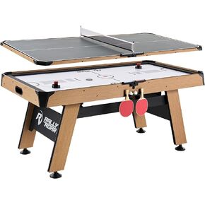 72 Inch Air Hockey Table with LED Scorer and Table Tennis Top