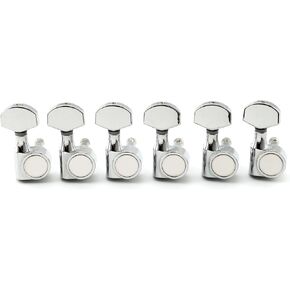 Musiclily Pro 6-in-line 1-Pin Full Sealed Guitar Machine Heads Tuners 15:1 Ratio Tuning Pegs Keys for SQ Strat Tele Style Electric Guitar, Chrome with Hex Button