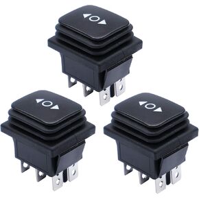 mxuteuk 3pcs Waterproof Momentary Rocker Switch (ON)/Off/(ON), DC 12V 10A Toggle Power Button 3 Position 6 Pin DPDT Motor Polarity Reversing Control Switch KCD4-223JT-W