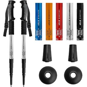 Trekking Poles, 2 Pack Hiking Trekking Poles Adjustable, Lightweight, Anti Shock, Telescopic Walking Sticks for Men Women for Camping, Mountaining, Walking-Silver