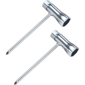 2-Pack Chainsaw Scrench 13mm by 19mm Steel Combination Screwdriver and Wrench Torx Screwdriver t Wrench for Spark Plug/Saws Chains/Nuts [1.4mm Thick, Silver Tone]
