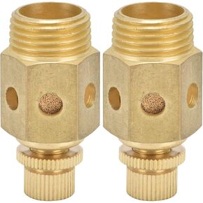 Eujgoov 2Pcs 1/2in Pneumatic Muffler, Exhaust Muffler Brass PSC‑04 30DB Adjustable Throttle Type Mute Air Cylinder Accessories for Cylinders, Air cylinders, Solenoid valves